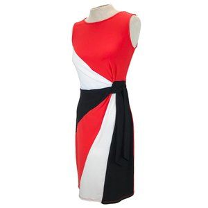 Frank Lyman Faux Wrap Color Block Career Dress 8